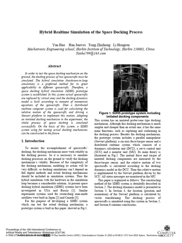 Space Docking Hybrid Simulation System | PDF