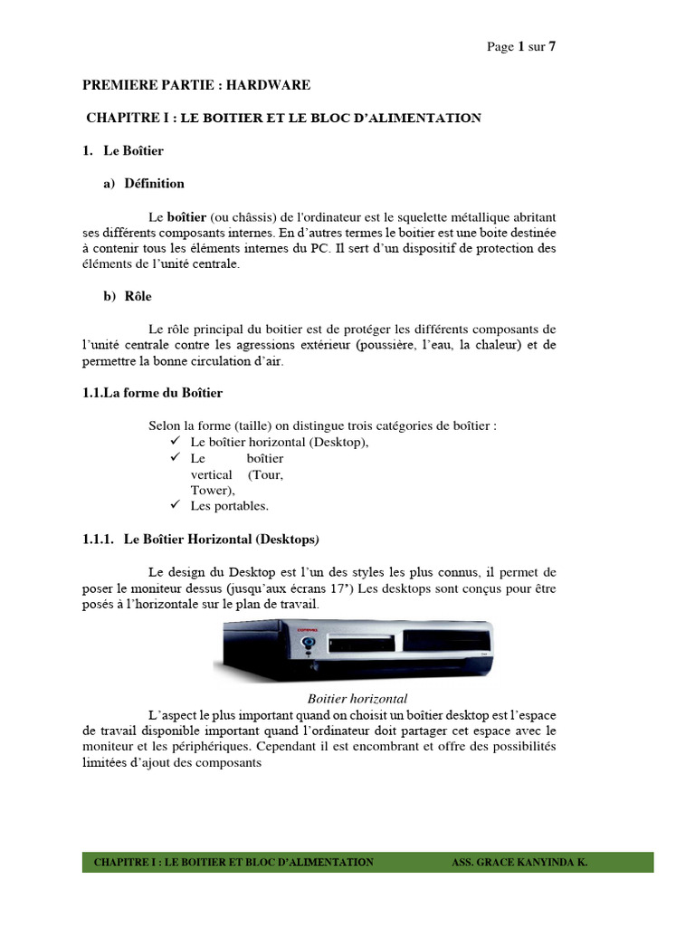Boîtier et Bloc d'Alimentation PC | PDF | Informatique | Matériel ...