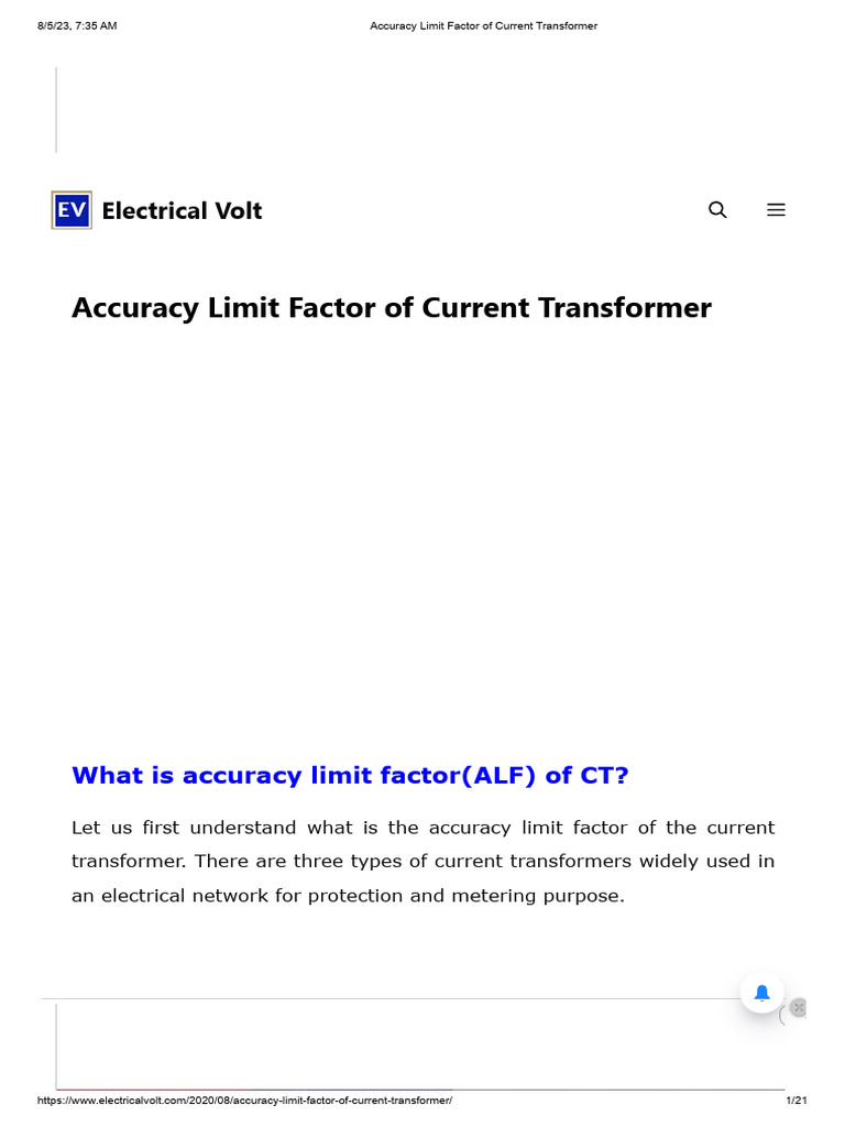 Accuracy Limit Factor of Current Transformer PDF