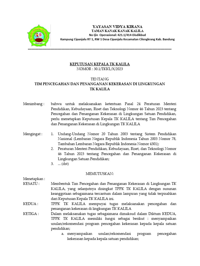 Contoh SK TPPK | PDF