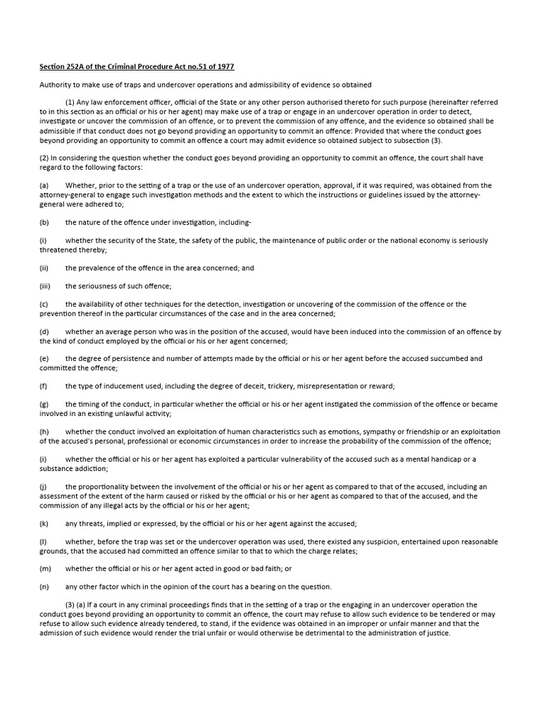 Undercover Operations Under Section 252A | PDF | Crimes | Crime & Violence