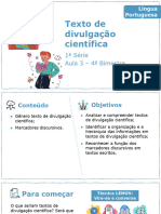 Texto de Divulgação Científica: 1 Série Aula 3 - 4 Bimestre