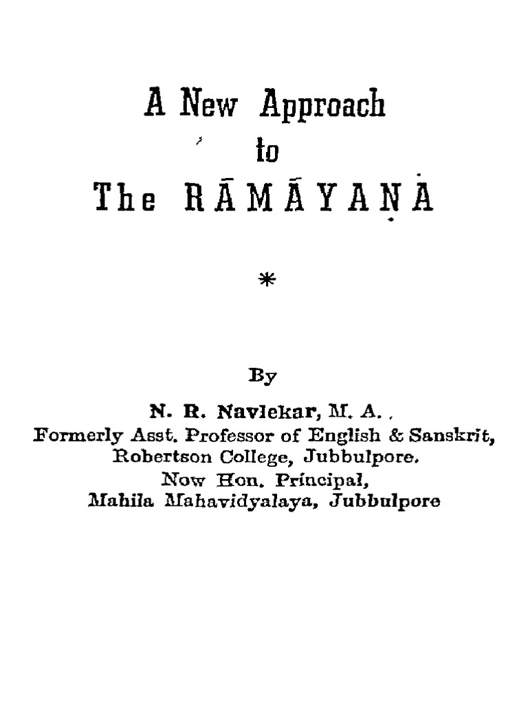 A New Approach To The Ramayana | PDF