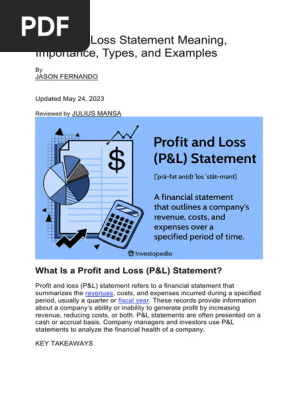 Profit and Loss Statement Meaning