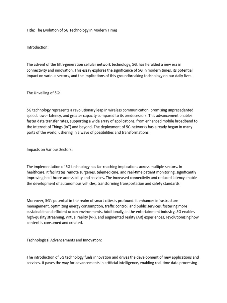 The Evolution of 5G Technology in Modern Times | PDF | Internet Of ...