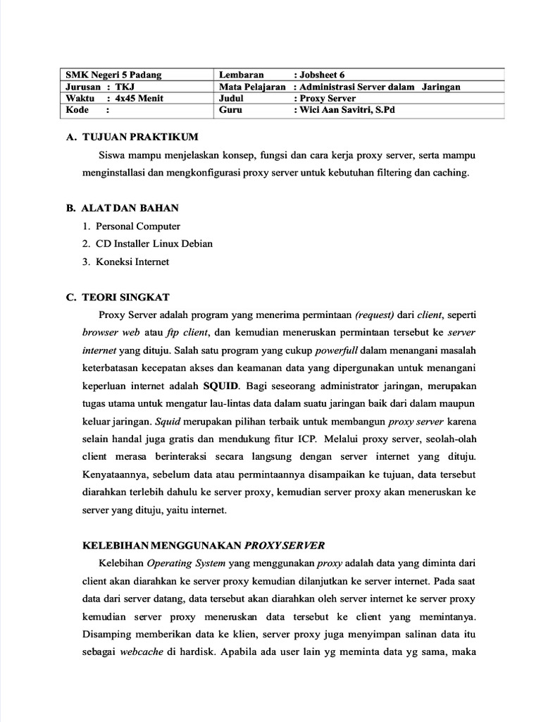Konsep dan Instalasi Proxy Server | PDF