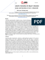 Autonomie Du Salarié Et Intention de Départ Volontaire