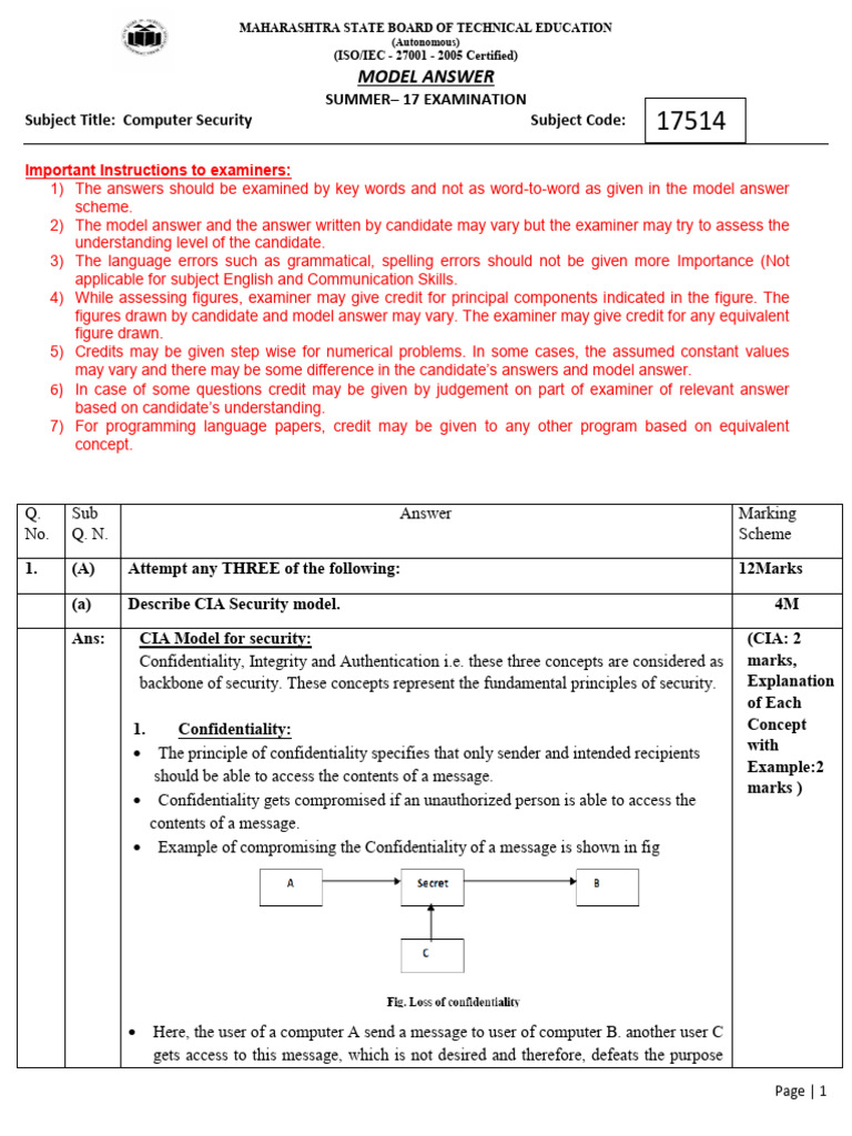 2017 Summer Model Answer Paper | PDF | Biometrics | Computer Network