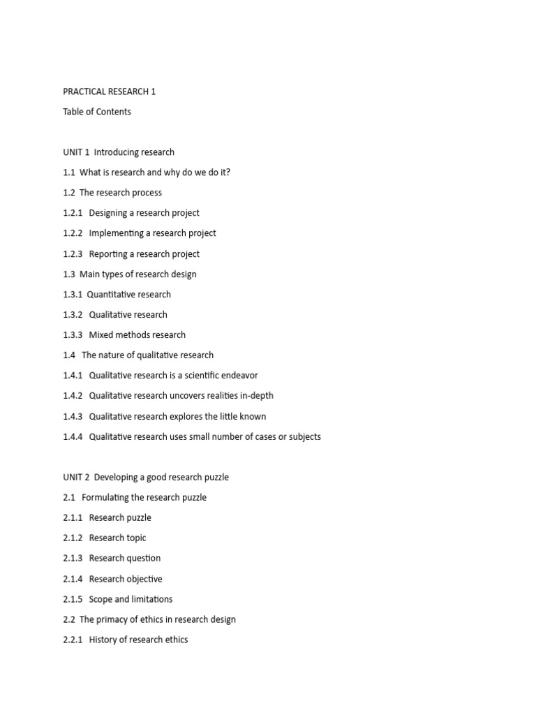 Research Paper Table of Contents Guide | PDF | Qualitative Research ...