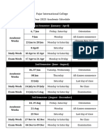 Fajar International College Year 2023 Academic Schedule: 1st Semester (January - April)