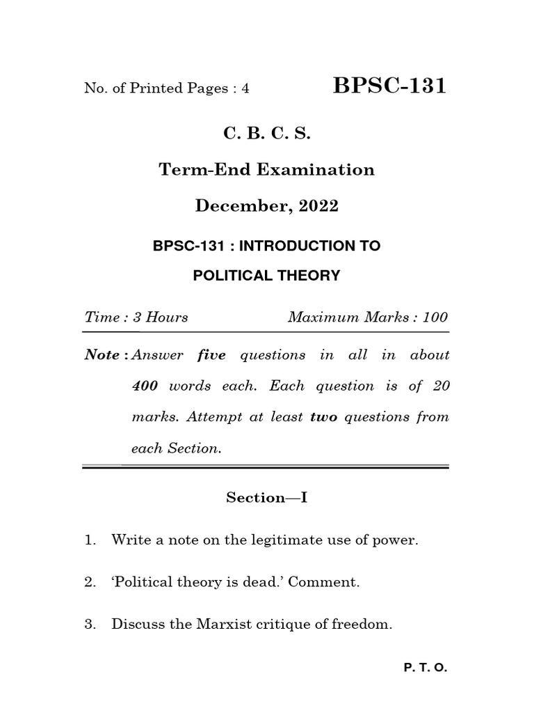 BPSC-131 Last Year Question Paper | PDF