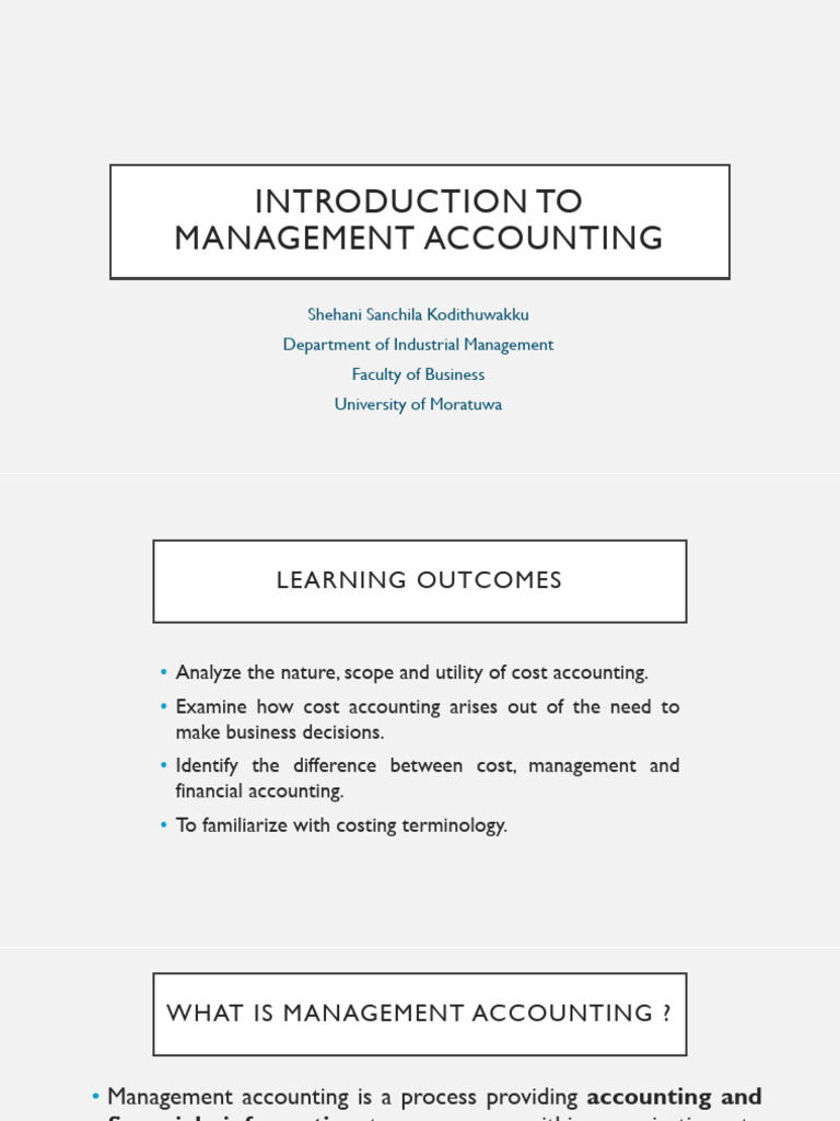 Management Accounting Overview and Concepts | PDF | Cost | Accounting