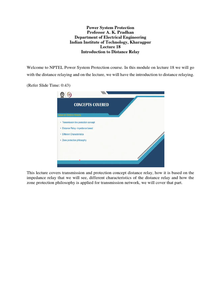 Introduction To Distance Relay | PDF | Electrical Impedance | Electric ...