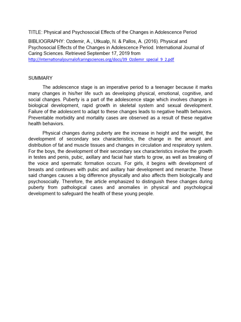 Reading 2 - Secondary Sex Characteristics | Download Free PDF