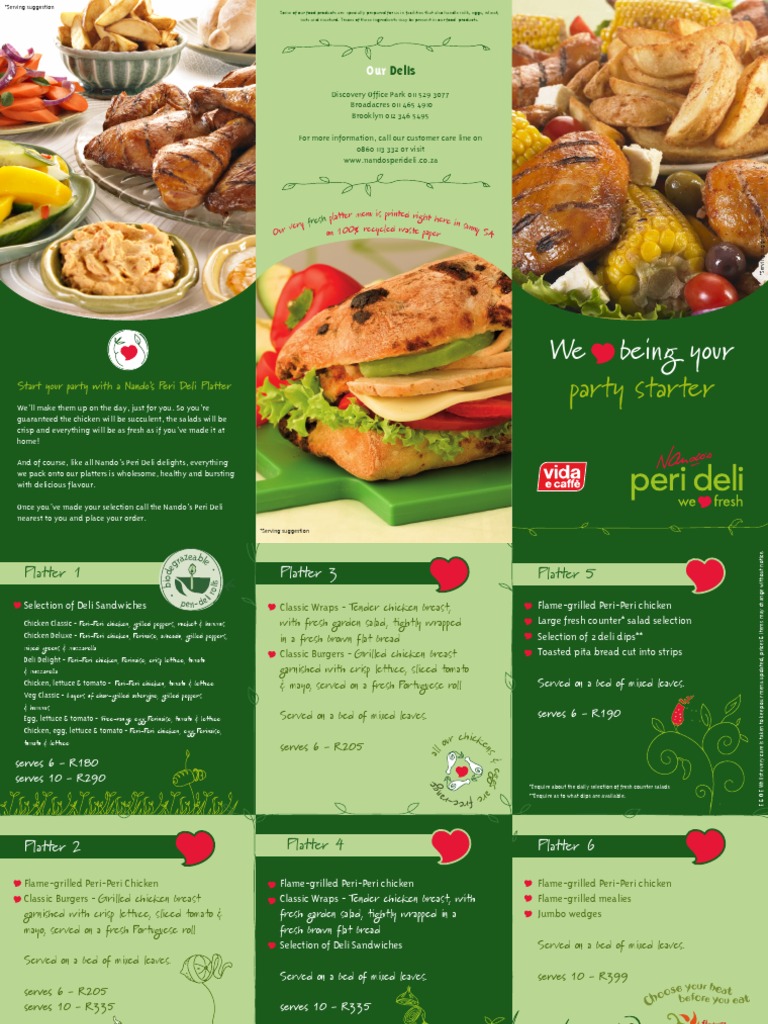 Nando's Peri Deli Platter Menu | Salad | Hamburgers