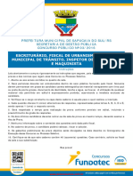 Escriturário, Fiscal de Urbanismo, Guarda Municipal de Trânsito, Inspetor de Urbanismo E Maquinista