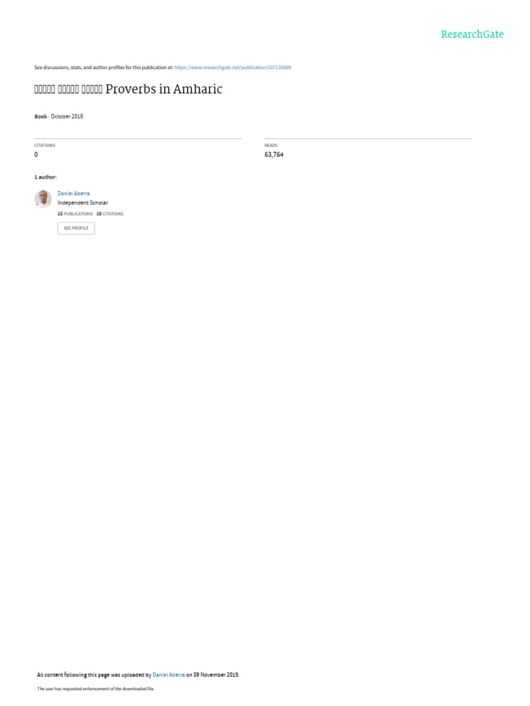 Ethiopian Proverbs In Amharic And English Pdf