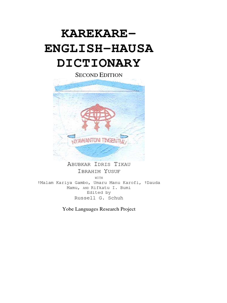 Karai Karai Karekare English Hausa Dictionary Compress PDF Tone