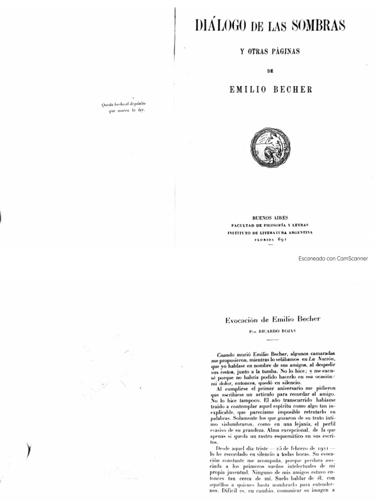 Evocación de Emilio Becher - Rojas | PDF