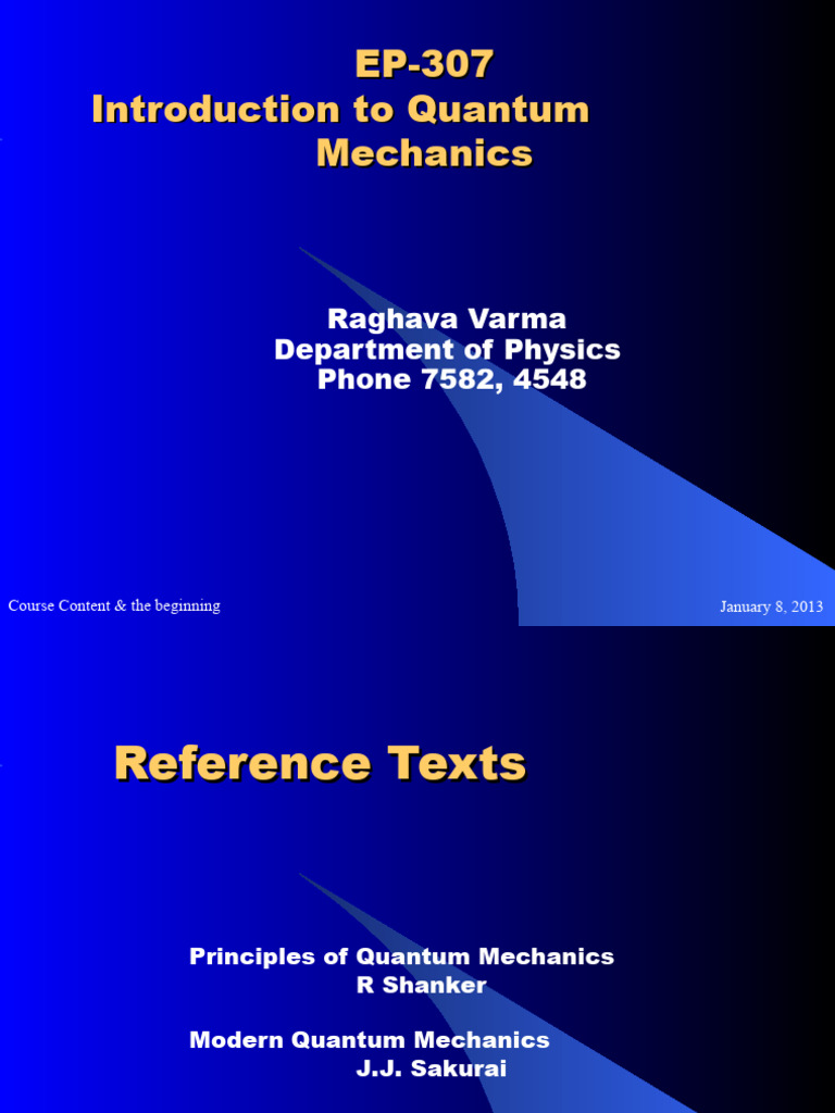 EP-307 Introduction To Quantum Mechanics | PDF | Quantum Mechanics ...