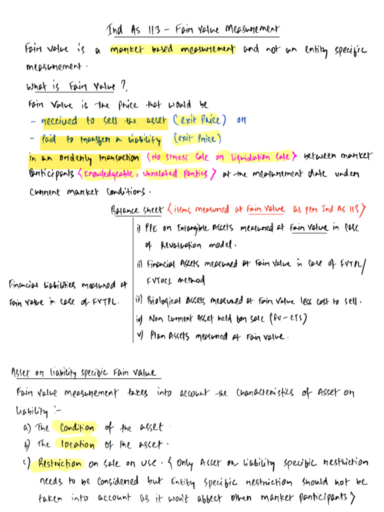 As Per Ind As 113 The Valuation Techniques For Fair Value Measurement Are