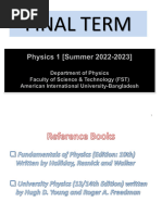 Physics - 1 - LESSON 1 (Final Term - Summer 23)