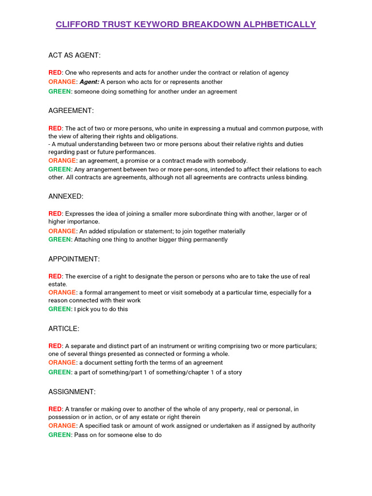 Revocable Trust Keyword Breakdown | PDF | Trust Law | Deed