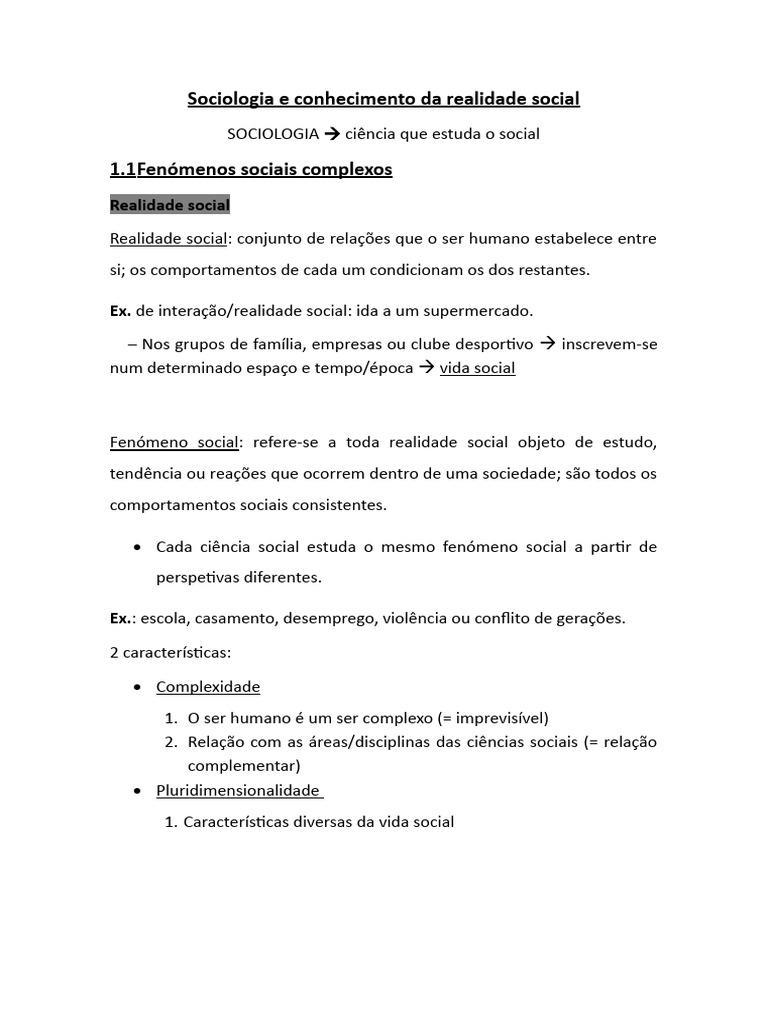 Introdução à Sociologia e Realidade Social | PDF | Sociologia | Science