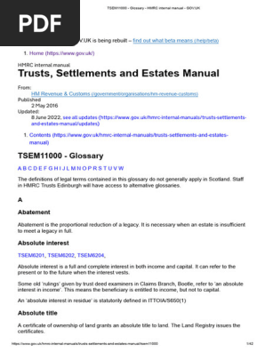 Trusts, Settlements and Estates Manual - Glossary - HMRC internal manual - GOV.UK