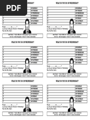 Present Simple A1 (Speaking activity) MONDAY TO SUNDAY
