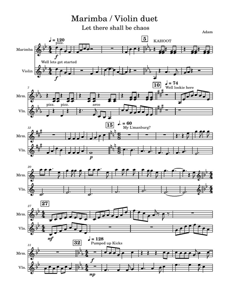 A Marimba Violin Duet Volume 1 PDF String Instruments Musical Instruments