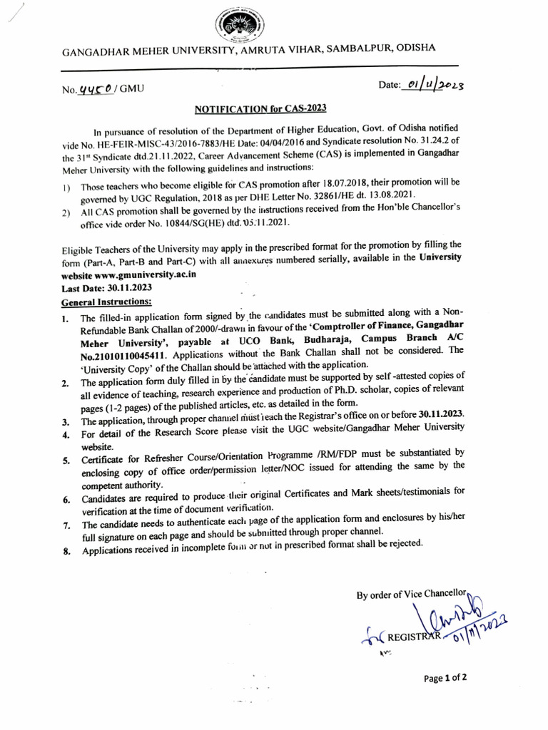 CAS NotificationGMUFinal PDF Government