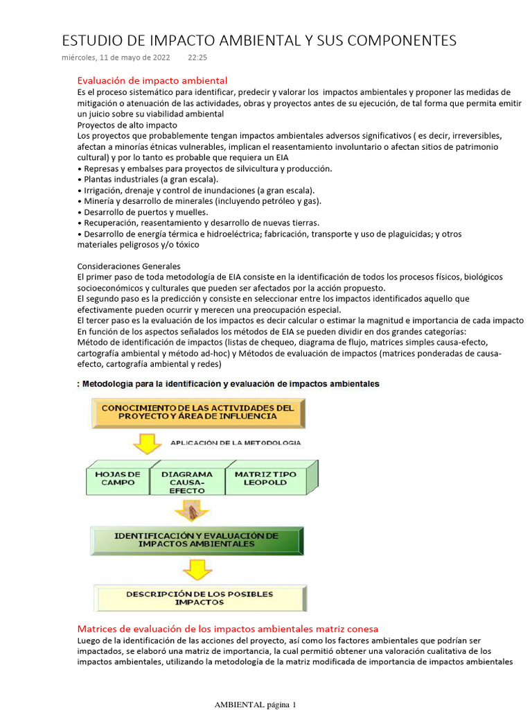 Evaluación de Impacto Ambiental EIA | PDF | Evaluación de impacto ...