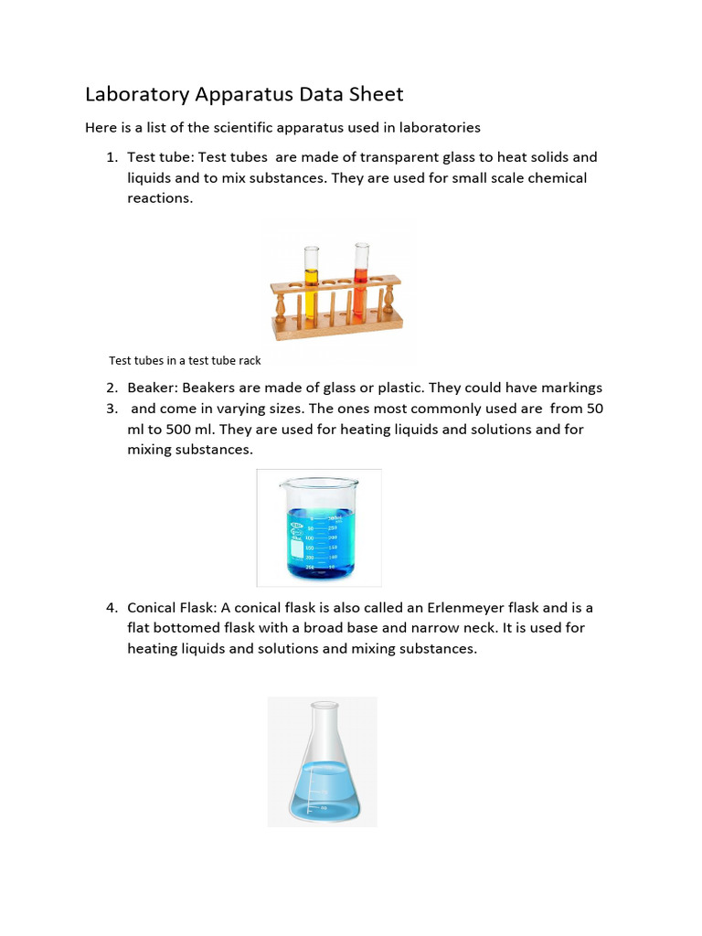 GR 6 Laboratory Apparatus Data Sheet | PDF | Glasses | Chemistry
