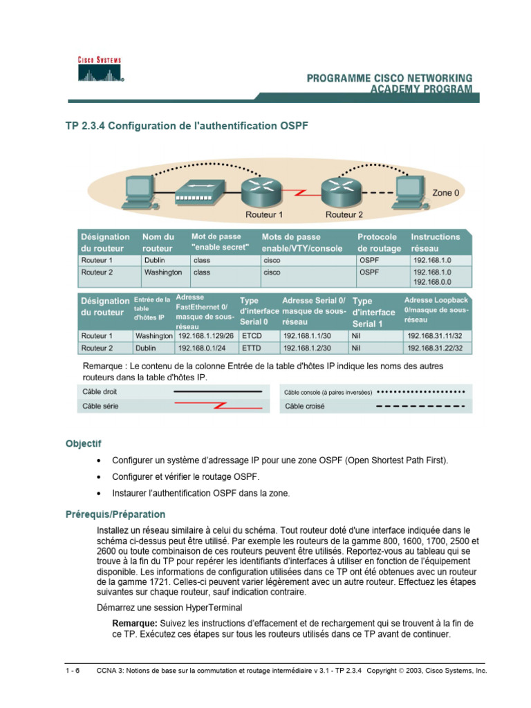 CCNA3 Lab 2 3 4 FR | PDF | Adresse IP | Routage