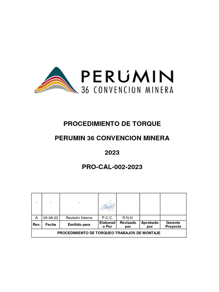 Pro Cal 002 2023 Procedimiento de Torque Descargar gratis PDF