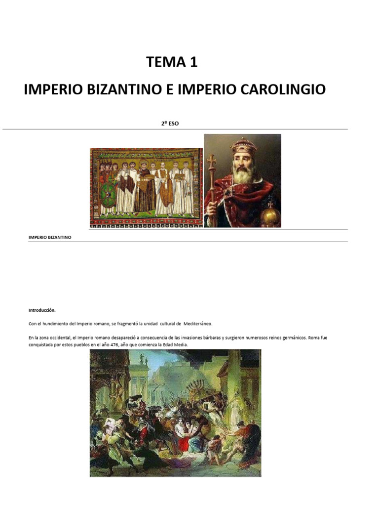 Tema Imperio Bizantino y Carolingio 2º ESO | PDF | imperio Bizantino ...