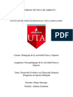 UNIVERSIDAD TÉCNICA DE AMBATO (Psicopedagogía - Desarrollo Evolutivo en Educación Primaria, Preguntas de Opción Múltiple)