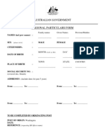 Personal Particulars Form