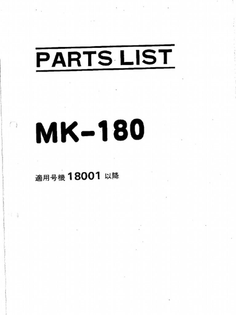 MK-180 Parts Catalogue | PDF