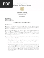 Tennessee Attorney General Letter On McKamey Manor Haunted House