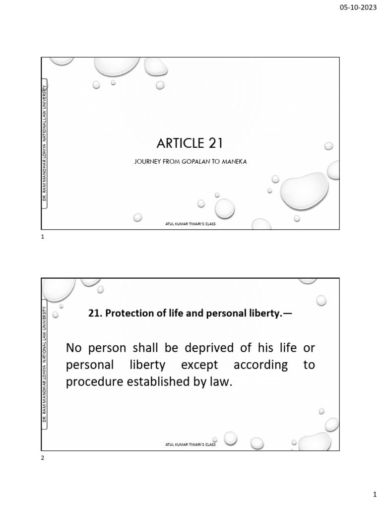 Article 21 PDF Due Process Constitution