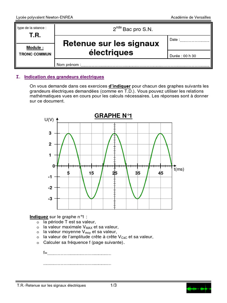 Analyse des Signaux Électriques | PDF
