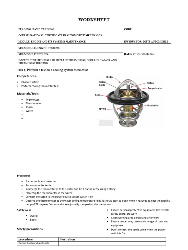Worksheet 1 | PDF | Thermostat | Thermometer