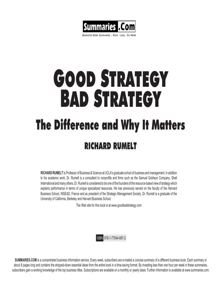 Good vs. Bad Strategy Explained | PDF | Business | Cognition
