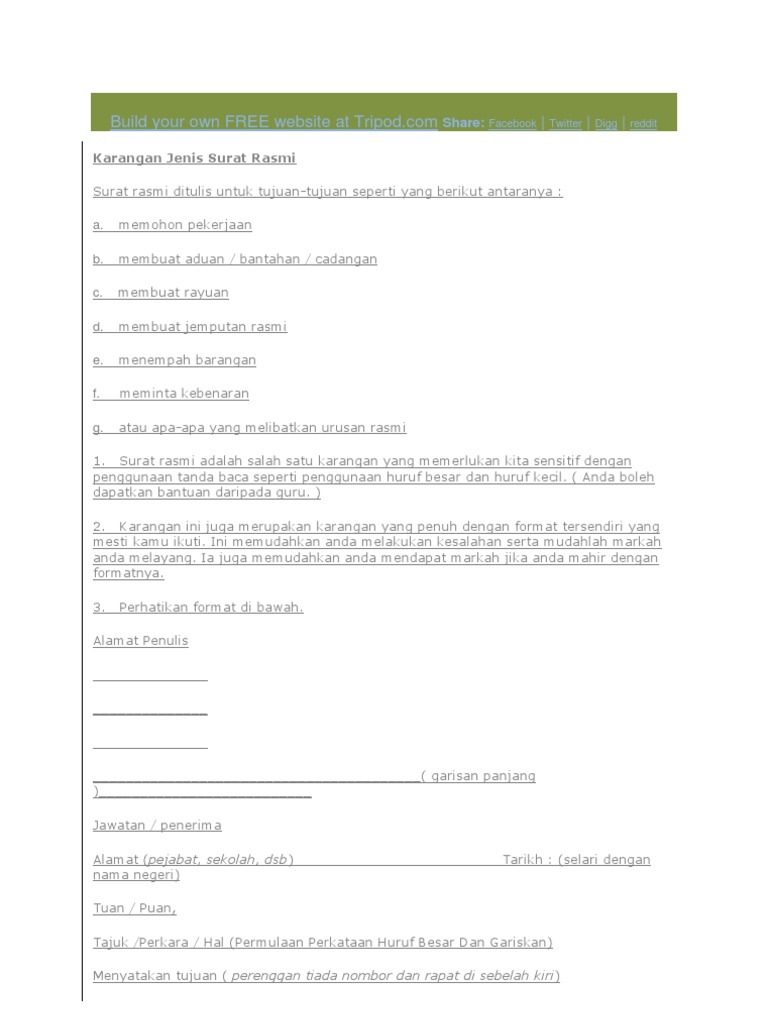 Format dan Contoh Surat Rasmi | PDF