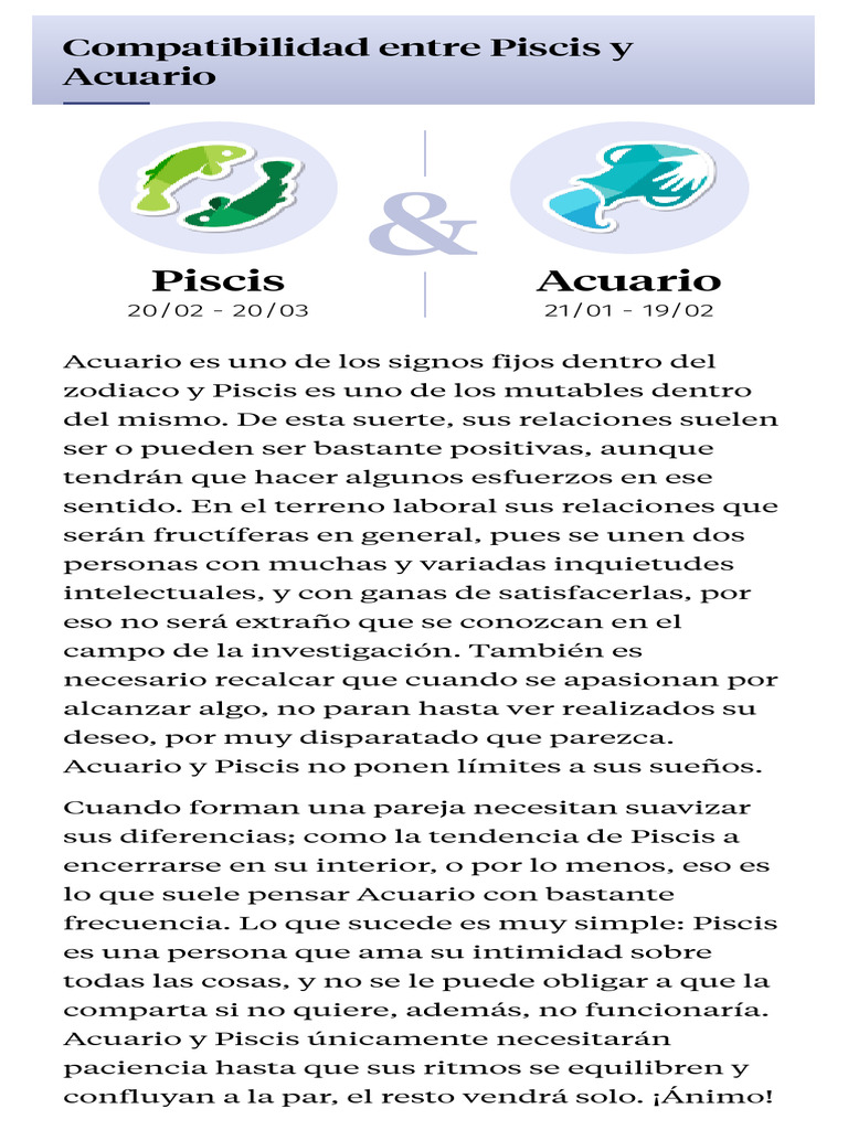 Horóscopo 2023 Compatibilidad de Piscis Con Acuario (Pareja y Familia ...