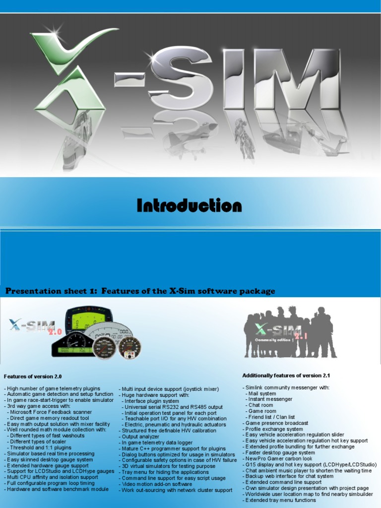 X-Sim Software Features Overview | PDF | Personal Computers | Simulation