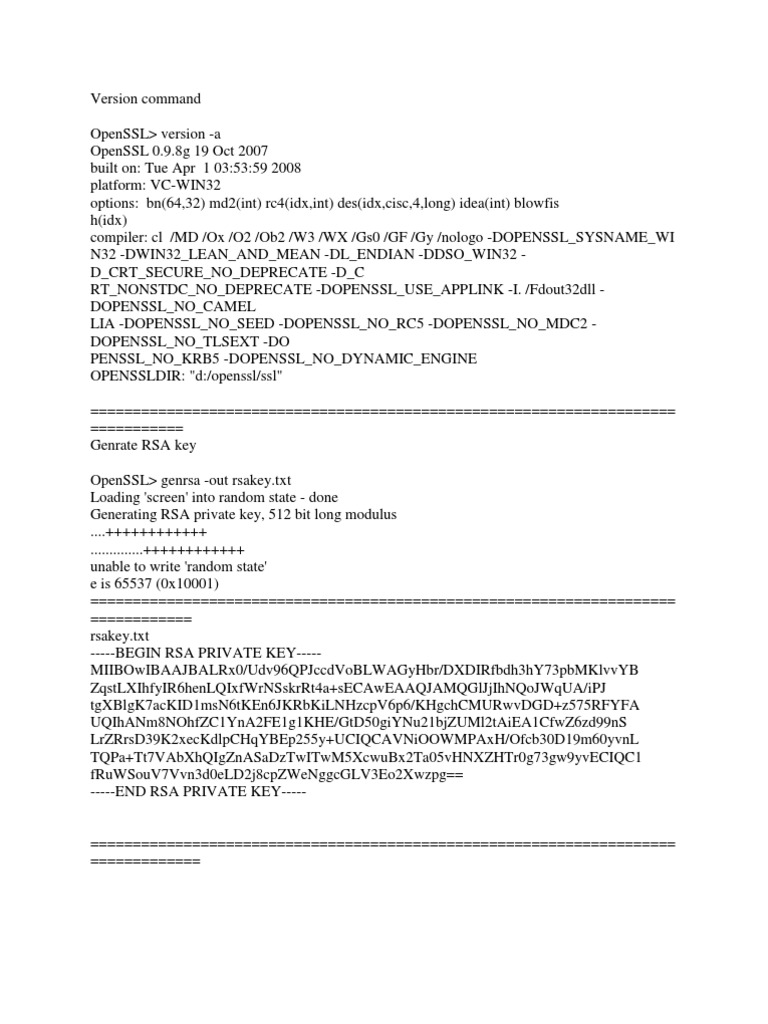 Openssl Generate Key Unable To Write Random State