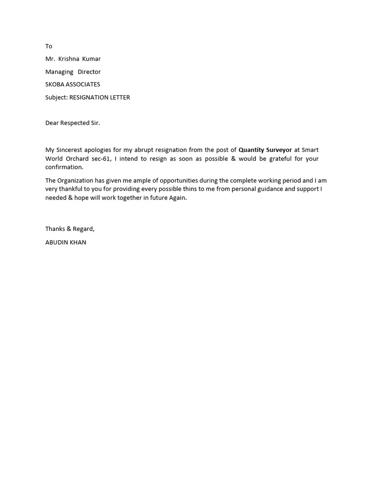 Resignation Letter | PDF